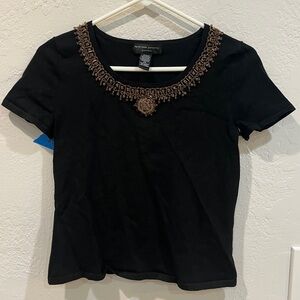Spenser Jeremy Black Top with Brown beaded Embellishments